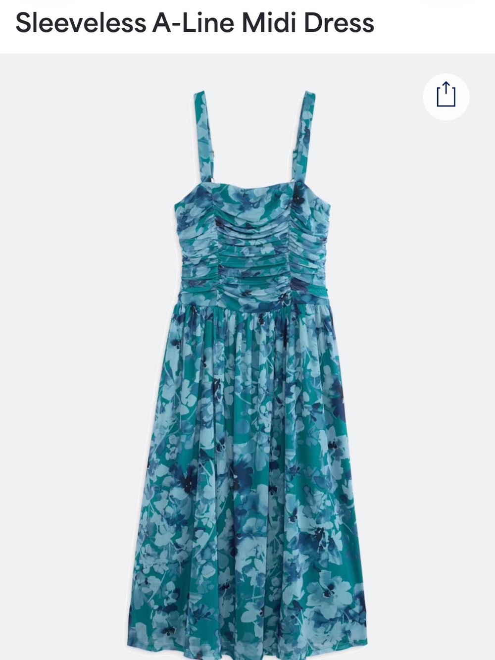 NEW! Stitch Fix Montgomery Ward
Teal Floral Midi Dress with Ruched Bodice - Picture 4 of 6